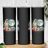 Funny Neil The Seal Howling at Moon 90s Retro Skinny Tumbler