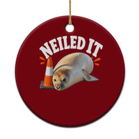 Neil The Seal Nailed It Ceramic Ornament Funny Tasmania Elephant Seal Traffic Cone Meme Art