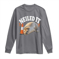 Neil The Seal Nailed It Long Sleeve Shirt Funny Tasmania Elephant Seal Traffic Cone Meme Art