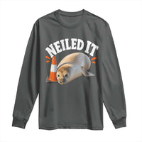 Neil The Seal Nailed It Long Sleeve Shirt Funny Tasmania Elephant Seal Traffic Cone Meme Art