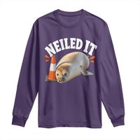 Neil The Seal Nailed It Long Sleeve Shirt Funny Tasmania Elephant Seal Traffic Cone Meme Art