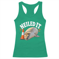 Neil The Seal Nailed It Racerback Tank Top Funny Tasmania Elephant Seal Traffic Cone Meme Art