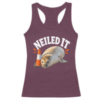 Neil The Seal Nailed It Racerback Tank Top Funny Tasmania Elephant Seal Traffic Cone Meme Art