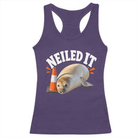 Neil The Seal Nailed It Racerback Tank Top Funny Tasmania Elephant Seal Traffic Cone Meme Art