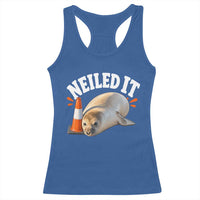 Neil The Seal Nailed It Racerback Tank Top Funny Tasmania Elephant Seal Traffic Cone Meme Art