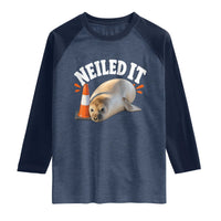 Neil The Seal Nailed It Raglan Shirt Funny Tasmania Elephant Seal Traffic Cone Meme Art