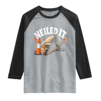 Neil The Seal Nailed It Raglan Shirt Funny Tasmania Elephant Seal Traffic Cone Meme Art