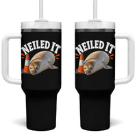 Neil The Seal Nailed It Tumbler With Handle Funny Tasmania Elephant Seal Traffic Cone Meme Art