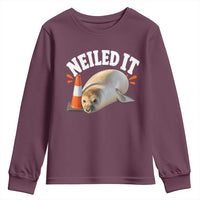 Neil The Seal Nailed It Youth Sweatshirt Funny Tasmania Elephant Seal Traffic Cone Meme Art