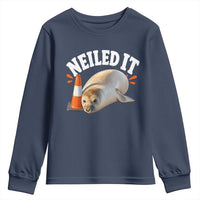 Neil The Seal Nailed It Youth Sweatshirt Funny Tasmania Elephant Seal Traffic Cone Meme Art