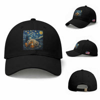 Funny Neil The Seal Starry Night Baseball Cap Van Gogh Art for Tasmania Seal Lovers