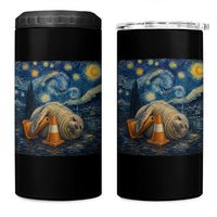 Funny Neil The Seal Starry Night 4 in 1 Can Cooler Tumbler Van Gogh Art for Tasmania Seal Lovers