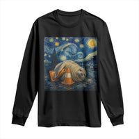 Funny Neil The Seal Starry Night Long Sleeve Shirt Van Gogh Art for Tasmania Seal Lovers