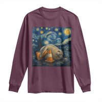 Funny Neil The Seal Starry Night Long Sleeve Shirt Van Gogh Art for Tasmania Seal Lovers