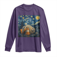Funny Neil The Seal Starry Night Long Sleeve Shirt Van Gogh Art for Tasmania Seal Lovers