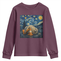 Funny Neil The Seal Starry Night Youth Sweatshirt Van Gogh Art for Tasmania Seal Lovers