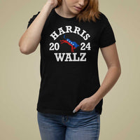 Harris Walz 2024 T Shirt For Women Vintage Patriotic Donkey USA Flag - Wonder Print Shop