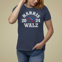 Harris Walz 2024 T Shirt For Women Vintage Patriotic Donkey USA Flag - Wonder Print Shop