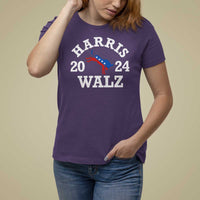 Harris Walz 2024 T Shirt For Women Vintage Patriotic Donkey USA Flag - Wonder Print Shop