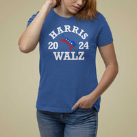 Harris Walz 2024 T Shirt For Women Vintage Patriotic Donkey USA Flag - Wonder Print Shop