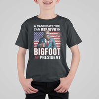 Funny Bigfoot For President T Shirt For Kid A Candidate You Can Believe In 2024 Sasquatch USA Flag - Wonder Print Shop