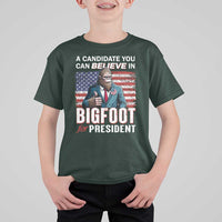 Funny Bigfoot For President T Shirt For Kid A Candidate You Can Believe In 2024 Sasquatch USA Flag - Wonder Print Shop