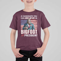 Funny Bigfoot For President T Shirt For Kid A Candidate You Can Believe In 2024 Sasquatch USA Flag - Wonder Print Shop