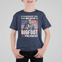 Funny Bigfoot For President T Shirt For Kid A Candidate You Can Believe In 2024 Sasquatch USA Flag - Wonder Print Shop