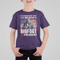 Funny Bigfoot For President T Shirt For Kid A Candidate You Can Believe In 2024 Sasquatch USA Flag - Wonder Print Shop