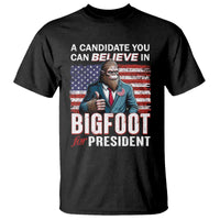 Funny Bigfoot For President T Shirt A Candidate You Can Believe In 2024 Sasquatch USA Flag - Wonder Print Shop