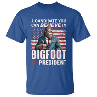 Funny Bigfoot For President T Shirt A Candidate You Can Believe In 2024 Sasquatch USA Flag - Wonder Print Shop