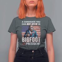 Funny Bigfoot For President T Shirt For Women A Candidate You Can Believe In 2024 Sasquatch USA Flag - Wonder Print Shop