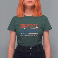 Funny Bigfoot Mothman T Shirt For Women It's Time To Believe American Flag President Election - Wonder Print Shop