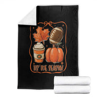 Tis The Season Fall Thanksgiving Throw Blanket Retro Coquette Bow American Football Pumpkin - Wonder Print Shop