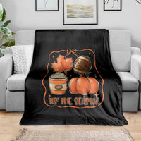 Tis The Season Fall Thanksgiving Throw Blanket Retro Coquette Bow American Football Pumpkin - Wonder Print Shop