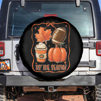 Tis The Season Fall Thanksgiving Spare Tire Cover Retro Coquette Bow American Football Pumpkin - Wonder Print Shop