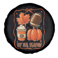 Tis The Season Fall Thanksgiving Spare Tire Cover Retro Coquette Bow American Football Pumpkin - Wonder Print Shop