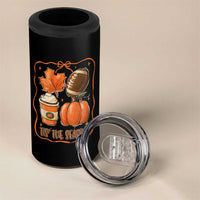 Tis The Season Fall Thanksgiving 4 in 1 Can Cooler Tumbler Retro Coquette Bow American Football Pumpkin - Wonder Print Shop