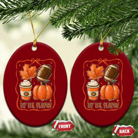 Tis The Season Fall Thanksgiving Ceramic Ornament Retro Coquette Bow American Football Pumpkin - Wonder Print Shop