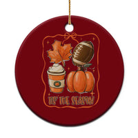 Tis The Season Fall Thanksgiving Ceramic Ornament Retro Coquette Bow American Football Pumpkin - Wonder Print Shop