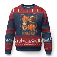 Tis The Season Fall Thanksgiving Ugly Christmas Sweater Retro Coquette Bow American Football Pumpkin - Wonder Print Shop