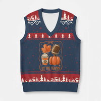 Tis The Season Fall Thanksgiving V-Neck Knit Sweater Vest Retro Coquette Bow American Football Pumpkin - Wonder Print Shop
