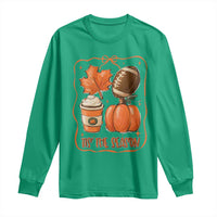 Tis The Season Fall Thanksgiving Long Sleeve Shirt Retro Coquette Bow American Football Pumpkin - Wonder Print Shop