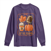 Tis The Season Fall Thanksgiving Long Sleeve Shirt Retro Coquette Bow American Football Pumpkin - Wonder Print Shop