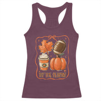 Tis The Season Fall Thanksgiving Racerback Tank Top Retro Coquette Bow American Football Pumpkin - Wonder Print Shop