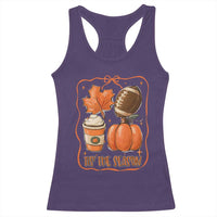 Tis The Season Fall Thanksgiving Racerback Tank Top Retro Coquette Bow American Football Pumpkin - Wonder Print Shop
