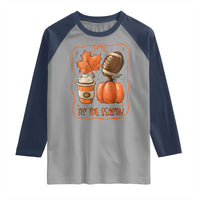 Tis The Season Fall Thanksgiving Raglan Shirt Retro Coquette Bow American Football Pumpkin - Wonder Print Shop
