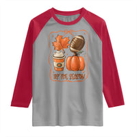 Tis The Season Fall Thanksgiving Raglan Shirt Retro Coquette Bow American Football Pumpkin - Wonder Print Shop