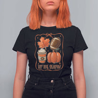 Tis The Season Fall Thanksgiving T Shirt For Women Retro Coquette Bow American Football Pumpkin - Wonder Print Shop