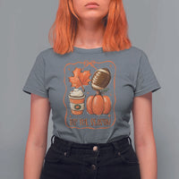 Tis The Season Fall Thanksgiving T Shirt For Women Retro Coquette Bow American Football Pumpkin - Wonder Print Shop